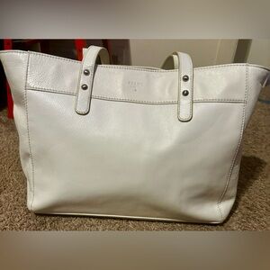FOSSIL White Pebble Cowhide Leather Tote Purse Classy Handbag Great condition